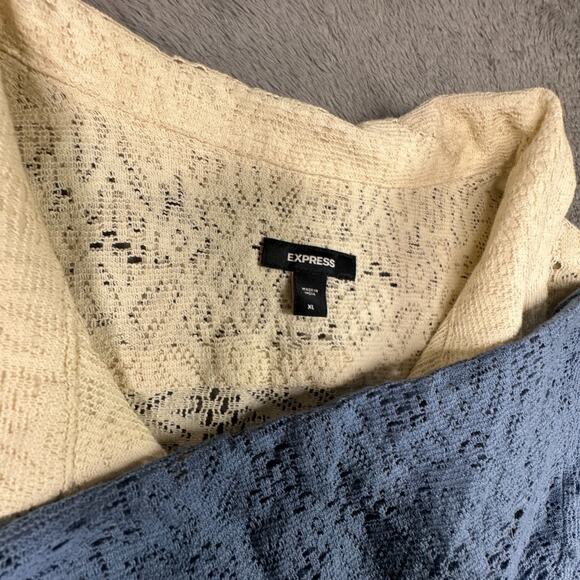 Express NWOT Lace Knit Floral Sheer Button Up Shirt (Pair of 2) Women's XL - Picture 3 of 8